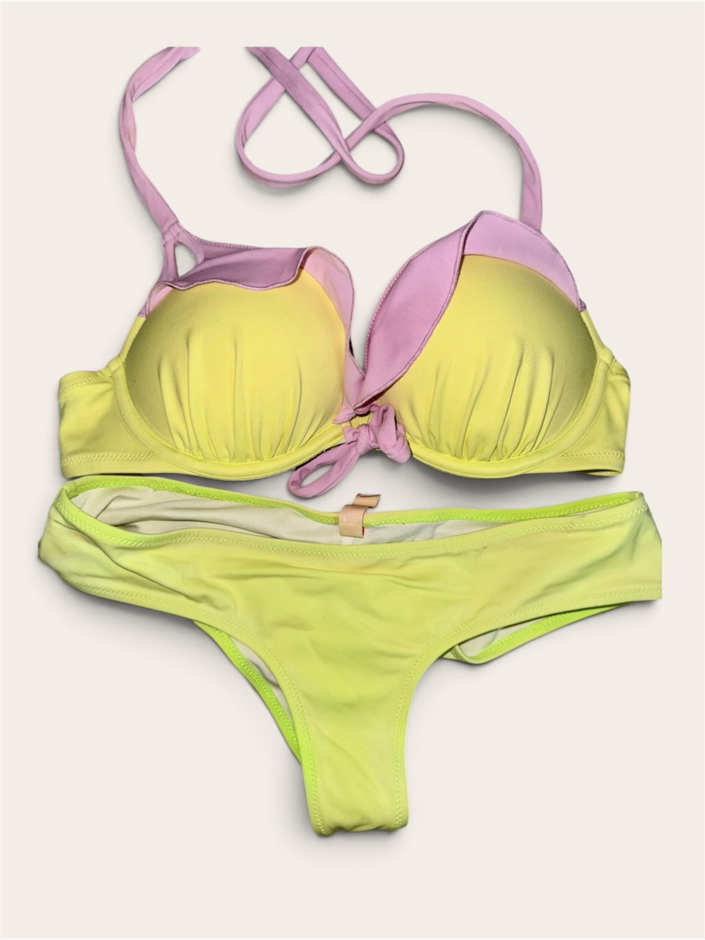 Y2K Victoria's Secret Bombshell Add 2 Cups Bikini Ruffle Push Up Swim Set